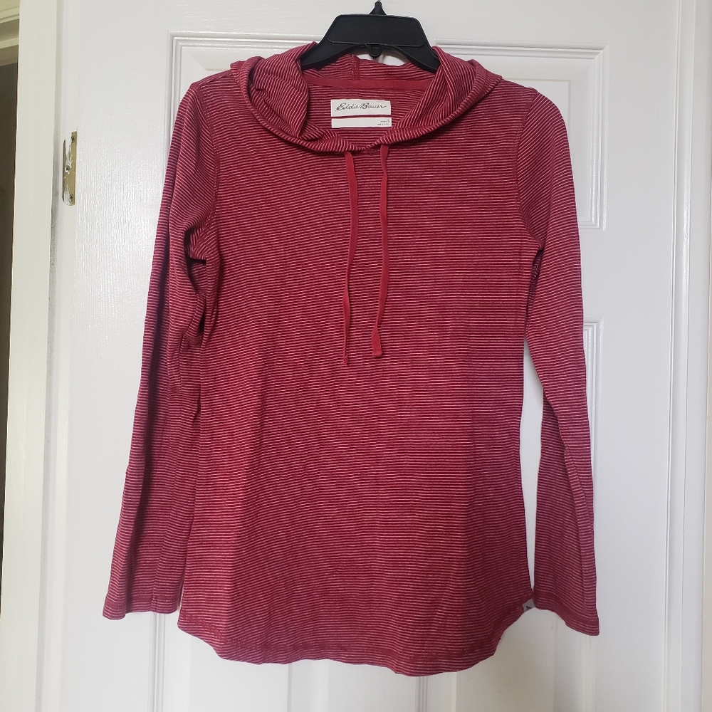 Eddie Bauer Striped Hooded Pullover Top